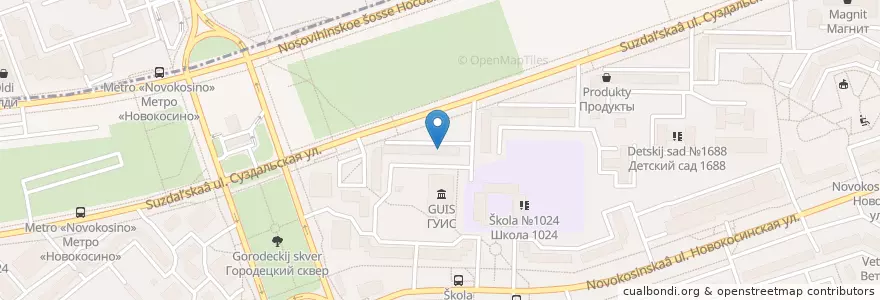 Mapa de ubicacion de Кафешка en Rússia, Distrito Federal Central, Москва, Восточный Административный Округ, Район Новокосино.