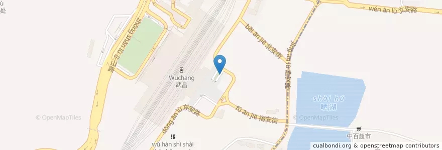 Mapa de ubicacion de 武昌火车站出租车上车区 en 中国, 湖北省, 武汉市, 武昌区, 首义路街道.