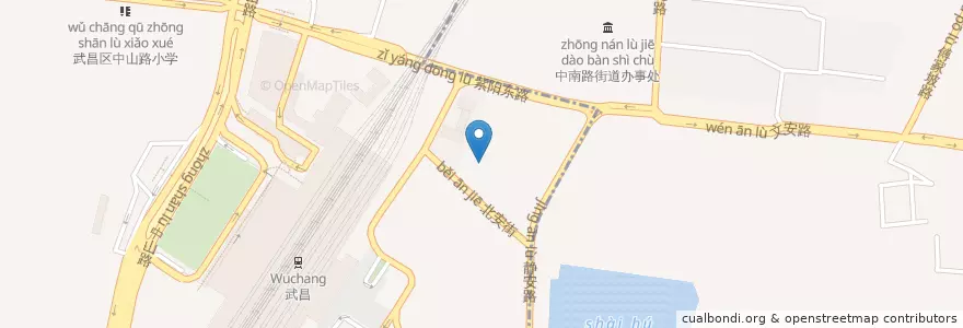 Mapa de ubicacion de 梅苑学校小学部 en 中国, 湖北省, 武漢市, 武昌区, 首义路街道, 中南路街道.