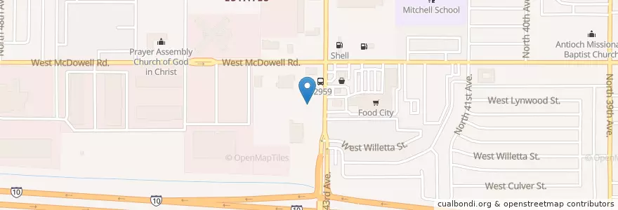 Mapa de ubicacion de Pizza Hut en Estados Unidos De América, Arizona, Maricopa County, Phoenix.