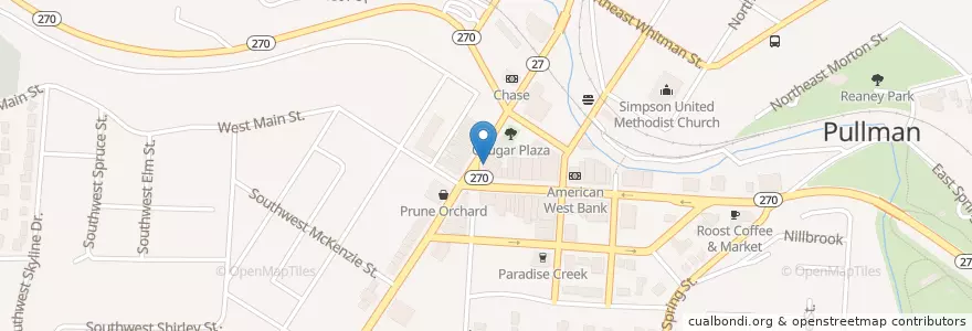 Mapa de ubicacion de Cafe Moro en الولايات المتّحدة الأمريكيّة, واشنطن, Whitman County, Pullman.