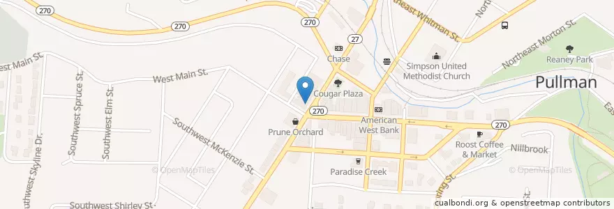 Mapa de ubicacion de Mandarin House en 美利坚合众国/美利堅合眾國, 华盛顿州 / 華盛頓州, Whitman County, Pullman.