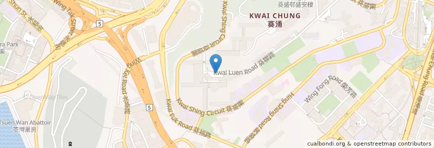 Mapa de ubicacion de 葵盛中巴士總站 en 中国, 广东省, 香港 Hong Kong, 新界 New Territories, 葵青區 Kwai Tsing District.