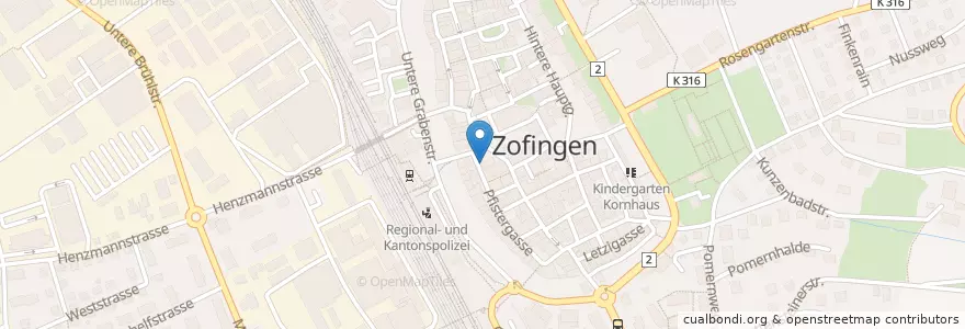 Mapa de ubicacion de Zur Linde en Svizzera, Argovia, Bezirk Zofingen, Zofingen.