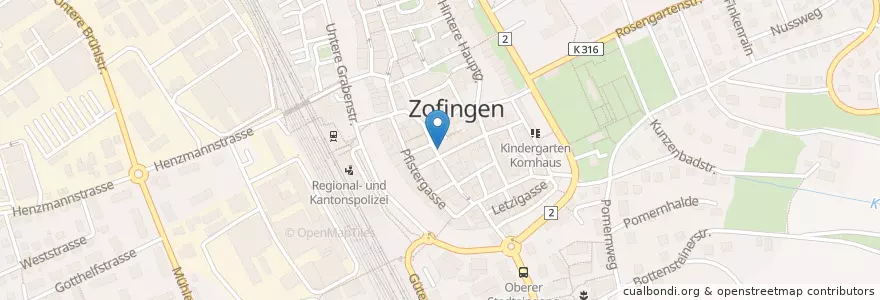 Mapa de ubicacion de Cafe Bel Ami en スイス, Aargau, Bezirk Zofingen, Zofingen.