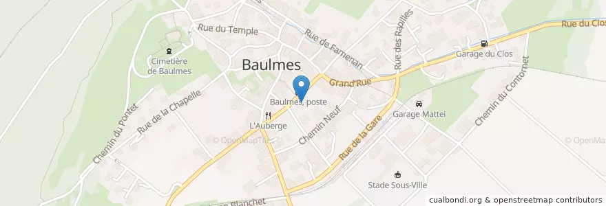 Mapa de ubicacion de Hôtel de Ville de Baulmes en Швейцария, Во, Округ Жюра-Северная Водуа, Baulmes.
