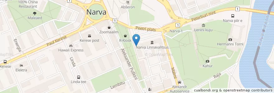 Mapa de ubicacion de Old Trafford en Narva Linn.