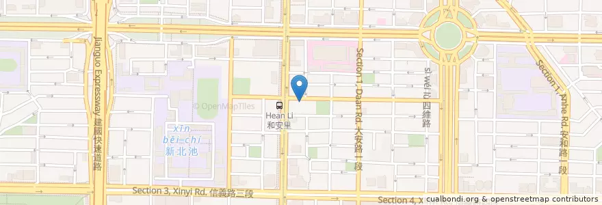 Mapa de ubicacion de 餃子樂餃子館 en Taiwan, 新北市, Taipei, 大安區.