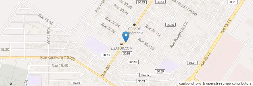 Mapa de ubicacion de Restaurant Senegalais en ブルキナファソ, Centre, Kadiogo, ワガドゥグー.
