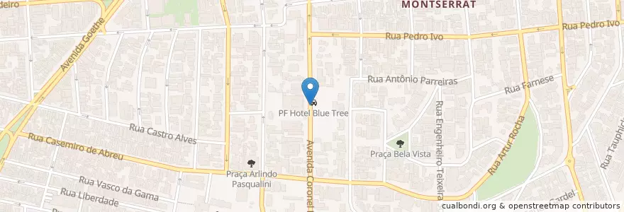 Mapa de ubicacion de PF Hotel Blue Tree en Brasilien, Süden, Rio Grande Do Sul, Região Metropolitana De Porto Alegre, Região Geográfica Intermediária De Porto Alegre, Região Geográfica Imediata De Porto Alegre, Porto Alegre.