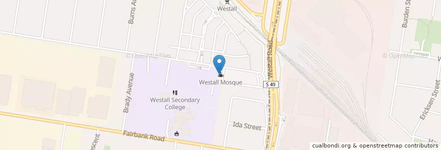 Mapa de ubicacion de Westall Mosque en Australia, Victoria, City Of Kingston.