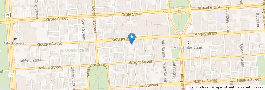 Mapa de ubicacion de Wanoo Cyber Cafe en Avustralya, South Australia, Adelaide, Adelaide City Council.