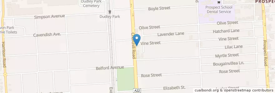 Mapa de ubicacion de Minestra en Australie, Australie Méridionale, Adelaide, City Of Prospect.