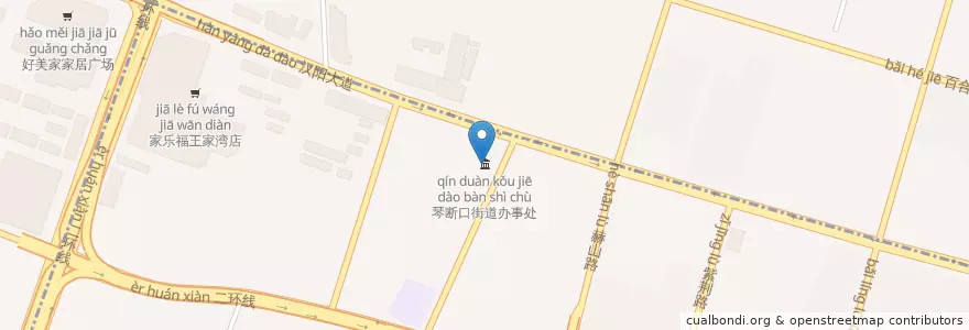 Mapa de ubicacion de 琴断口街道办事处 en 中国, 湖北省, 武汉市, 汉阳区, 琴断口街道.
