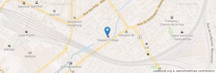 Mapa de ubicacion de Eduparc en Suíça, Berna, Verwaltungsregion Seeland, Verwaltungskreis Biel/Bienne, Biel/Bienne.