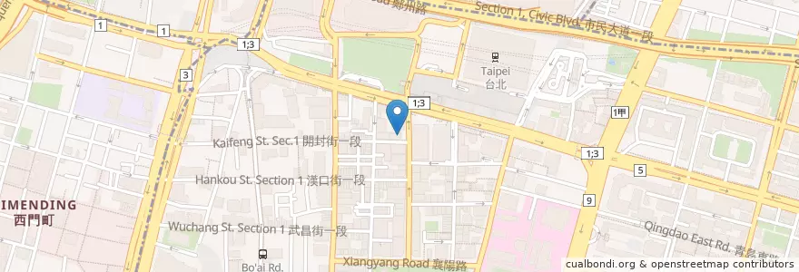 Mapa de ubicacion de 肉和膳 en 타이완, 신베이 시, 타이베이시, 중정 구.