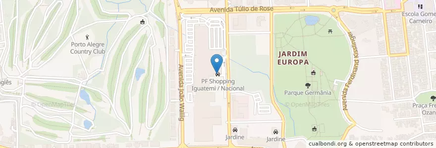 Mapa de ubicacion de PF Shopping Iguatemi / Nacional en Brasil, Região Sul, Rio Grande Do Sul, Região Metropolitana De Porto Alegre, Região Geográfica Intermediária De Porto Alegre, Região Geográfica Imediata De Porto Alegre, Porto Alegre.