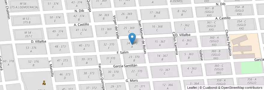 Mapa de ubicacion de 24 - 370 A en Arjantin, Salta, Capital, Municipio De Salta, Salta.