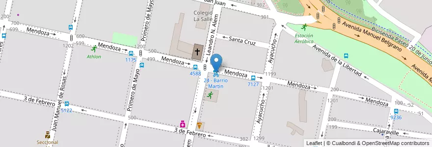 Mapa de ubicacion de 24 - Barrio Martin en الأرجنتين, سانتا في, Departamento Rosario, Municipio De Rosario, روساريو.
