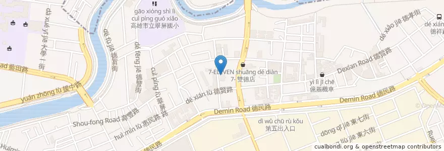 Mapa de ubicacion de 高雄市立圖書館翠屏分館 en Taiwan, Kaohsiung, Nanzi District.