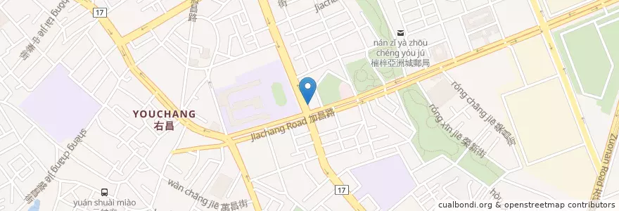 Mapa de ubicacion de 主恩碳火脆皮烤鴨 en 臺灣, 高雄市, 楠梓區.