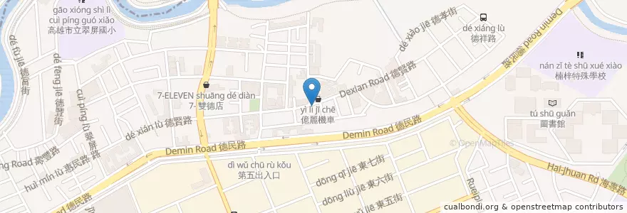 Mapa de ubicacion de 坤城海產 en 타이완, 가오슝시, 난쯔구.