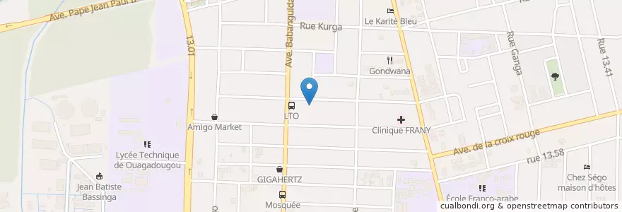 Mapa de ubicacion de Sika Lounge en Burkina Faso, Centre, Kadiogo, Uagadugú.
