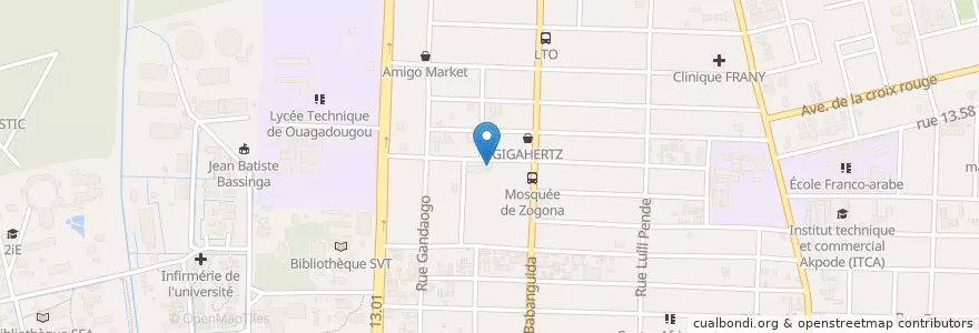 Mapa de ubicacion de Maquis Good Drinks en Burkina Faso, Centre, Kadiogo, Ouagadougou.