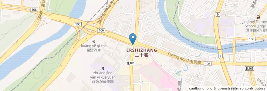 Mapa de ubicacion de 赤肉胡椒餅 en Taiwan, Nuova Taipei, Distretto Di Xindian.