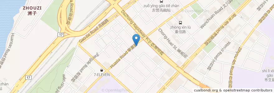 Mapa de ubicacion de 美濃客家菜 en تايوان, كاوهسيونغ, 左營區.