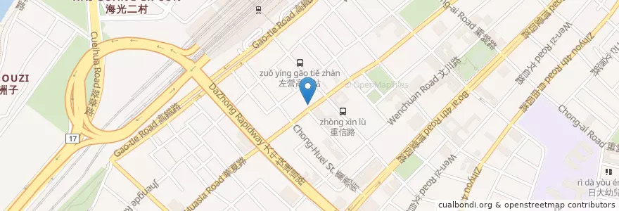 Mapa de ubicacion de 麵麵粥道 en 타이완, 가오슝시, 쭤잉구.
