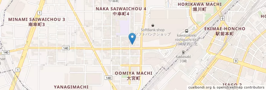 Mapa de ubicacion de なお八 en Япония, Канагава, Кавасаки, Саиваи.
