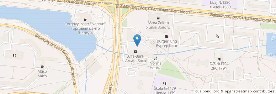 Mapa de ubicacion de ВТБ en Rússia, Distrito Federal Central, Москва, Южный Административный Округ, Район Чертаново Северное.