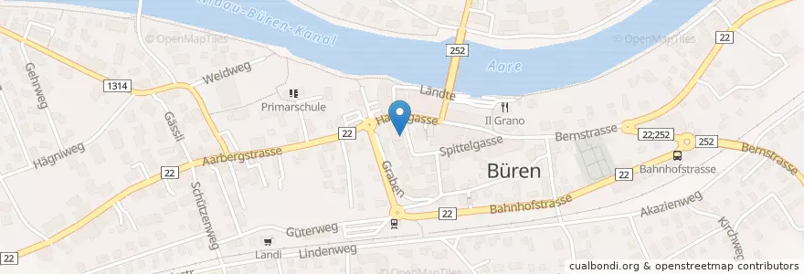 Mapa de ubicacion de Heidi's Bar en Schweiz, Bern, Verwaltungsregion Seeland, Verwaltungskreis Seeland, Büren An Der Aare.