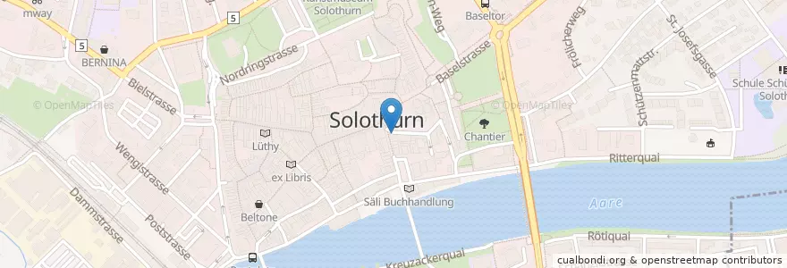 Mapa de ubicacion de Postfinance en Svizzera, Soletta, Amtei Solothurn-Lebern, Bezirk Solothurn, Bezirk Wasseramt, Solothurn.