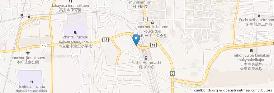 Mapa de ubicacion de くろのめ歯科 en Jepun, 東京都, 府中市.