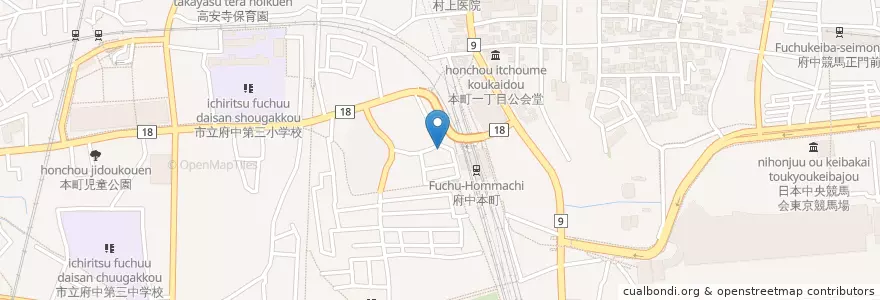Mapa de ubicacion de プライム個別指導学院 en Japão, Tóquio, 府中市.