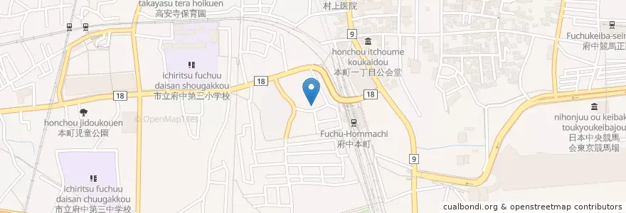 Mapa de ubicacion de 焼鳥 長 en اليابان, 東京都, 府中市.