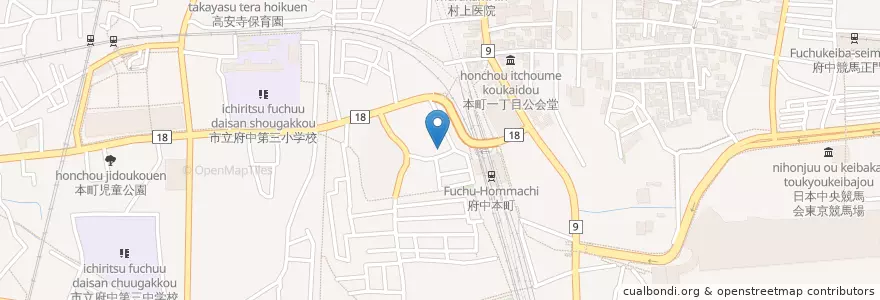 Mapa de ubicacion de だがや en 日本, 东京都/東京都, 府中市.