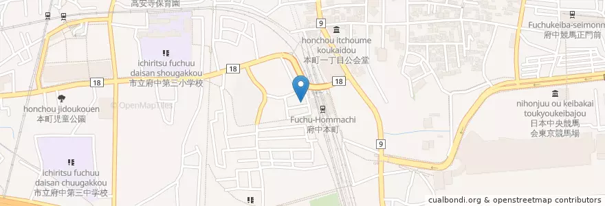 Mapa de ubicacion de ビストロ アルル en Japon, Tokyo, 府中市.