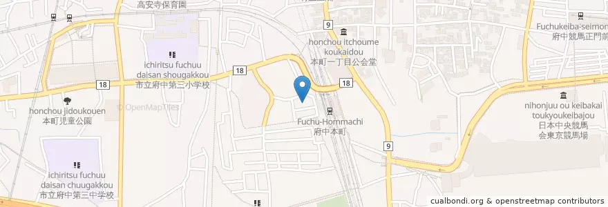Mapa de ubicacion de トップ en اليابان, 東京都, 府中市.