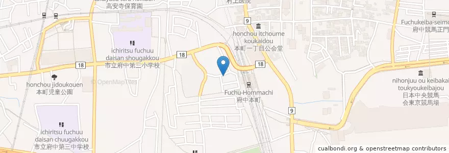 Mapa de ubicacion de たぬき en Jepun, 東京都, 府中市.