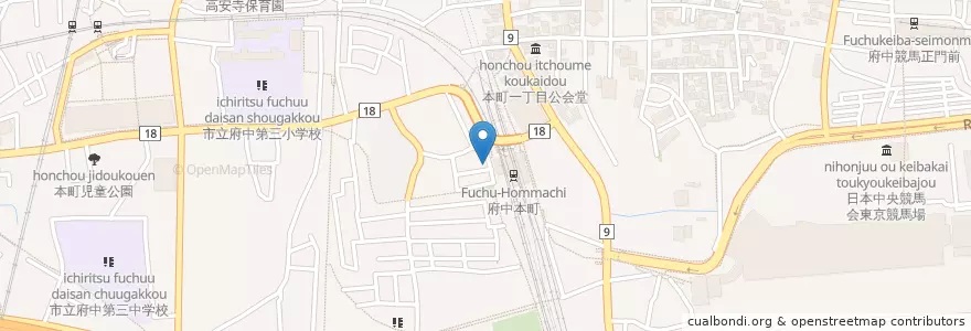 Mapa de ubicacion de 川口調剤薬局 en 일본, 도쿄도, 府中市.