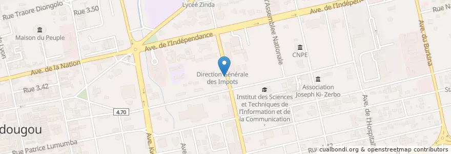 Mapa de ubicacion de PHAMACIE DE L'INDEPENDANCE en 布基纳法索, Centre, Kadiogo, 瓦加杜古.
