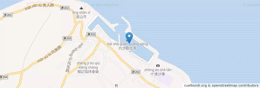 Mapa de ubicacion de 白沙尾渡船碼頭 en Tayvan.