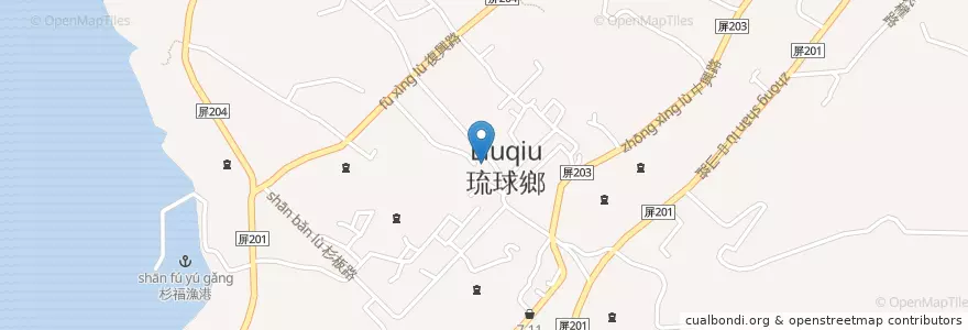 Mapa de ubicacion de 五連宮 en 타이완, 타이완성, 핑둥 현, 류추 향.