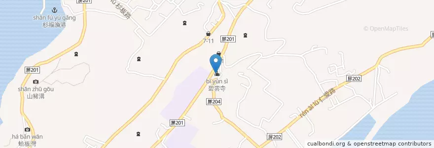 Mapa de ubicacion de 碧雲寺 en 타이완, 타이완성, 핑둥 현, 류추 향.