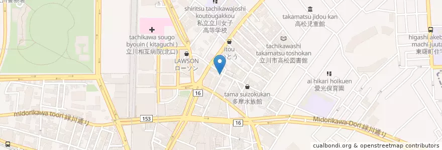 Mapa de ubicacion de くろ兵衛 en 日本, 东京都/東京都, 立川市.