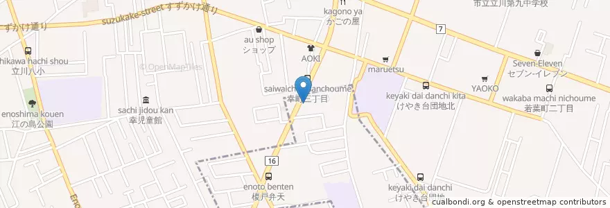 Mapa de ubicacion de 幸楽苑 en Japón, Tokio, Tachikawa.