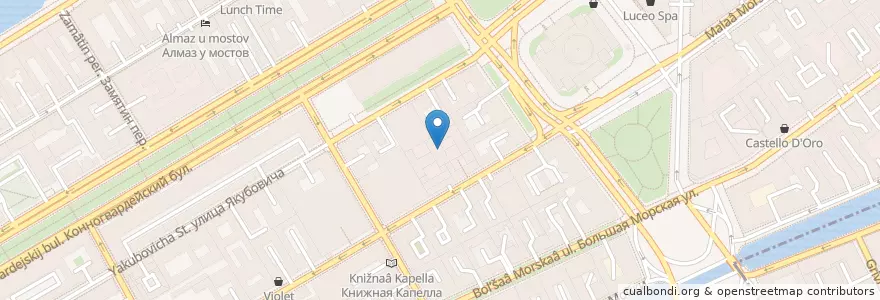 Mapa de ubicacion de Мансарда en ロシア, 北西連邦管区, レニングラード州, サンクト ペテルブルク, Адмиралтейский Район, Адмиралтейский Округ.